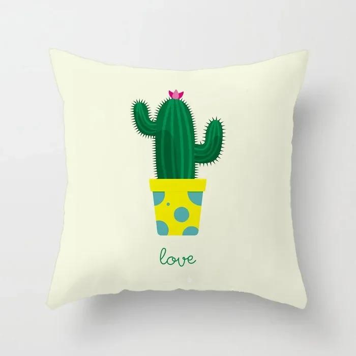 Office Chair Cushion Cover Creative Cartoon Cactus Print Pillow Cover Fashionable Luxury Home Decoration