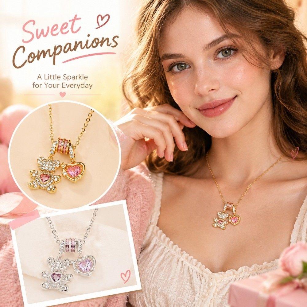 Metal Pendant Necklace Heart Shaped Collarbone Chain New Heart Bear Necklace Party Occasions
