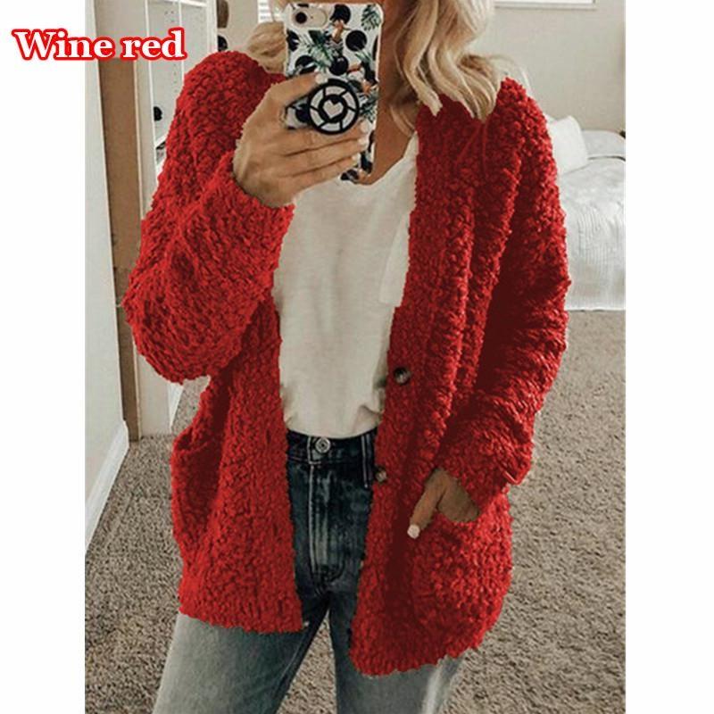 Frauen Herbst Winter Plüsch Sweatshirt Mode Lässig Plüsch Strickjacke Damen Lose Pullover Tops Plus Größe