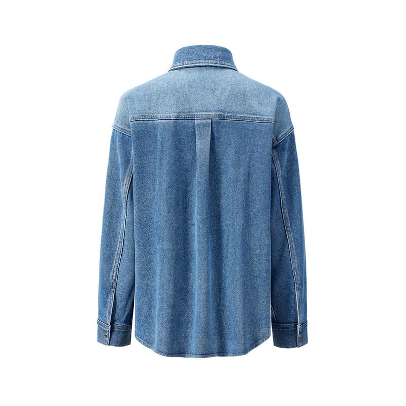 Giovanni Valentino Women's Loose Fit Denim Shirt Jacket