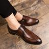 Men's Large Size British Style Pointed Toe Casual Monk Shoes - Wedding & Business Leather Footwear