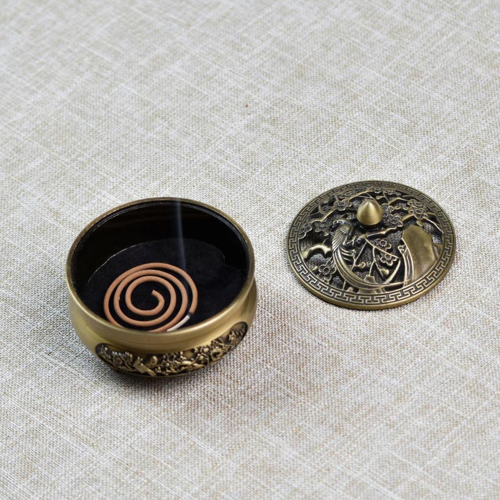 Alloy Creative Retro Incense Burner: Dragon Phoenix Lotus Leaf Style for Sandalwood & Agarwood Incense Coils