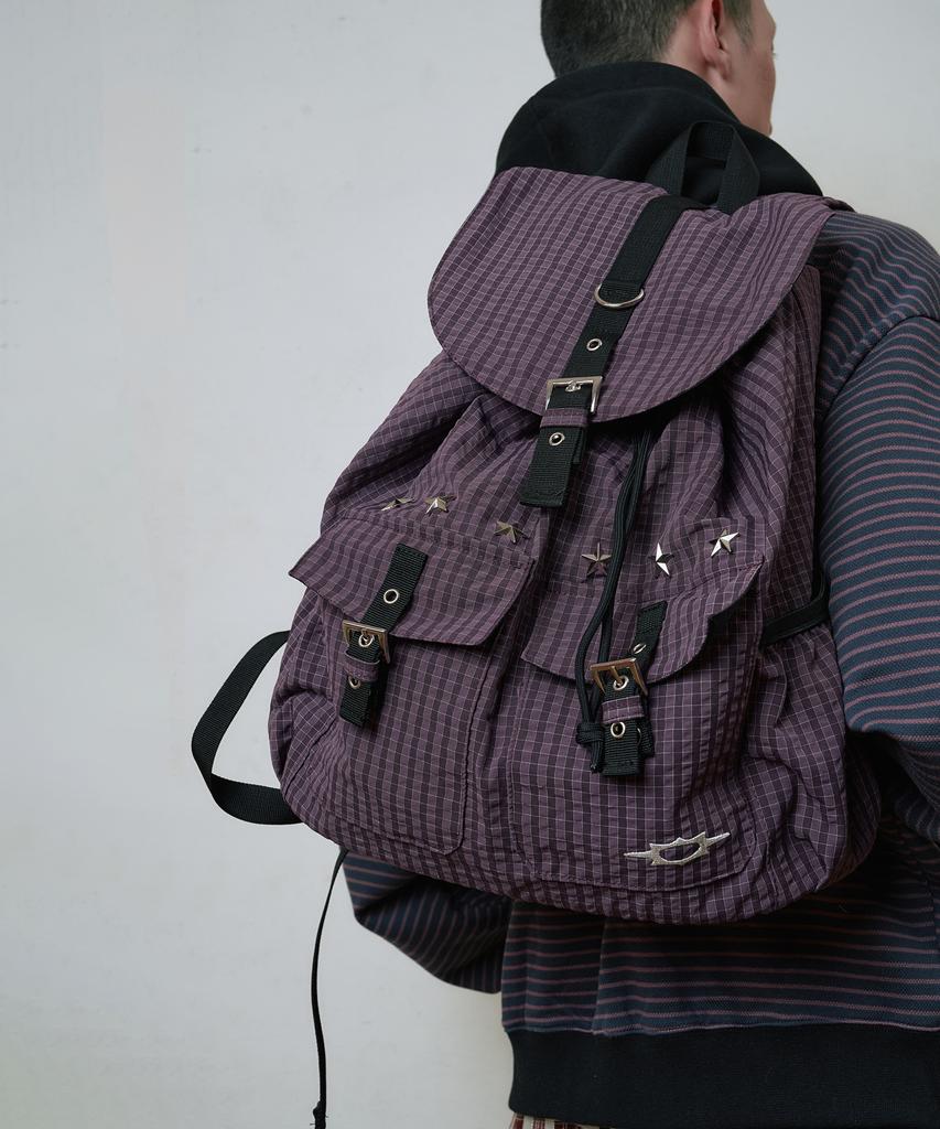 Losers Club Check Star Stud Backpack Purple