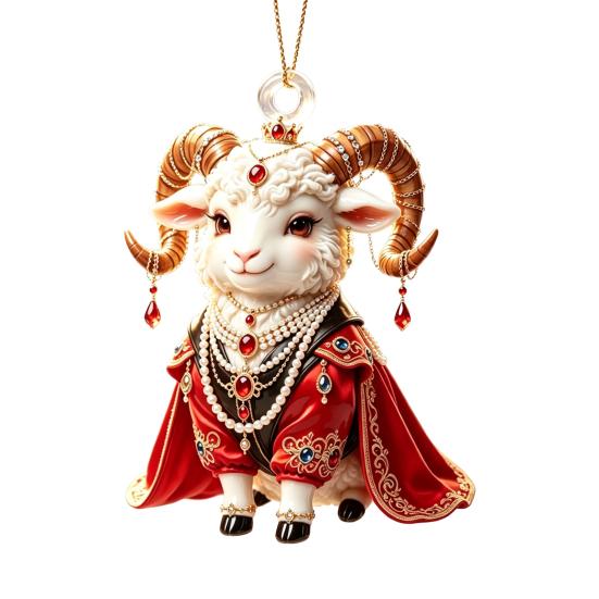Holiday Gift Ideas 2027 New Year Sheep Ornament, 2D Acrylic Christmas Tree Pendant Xmas Hanging Pendants with String, Chinese Zodiac Goat Decor,