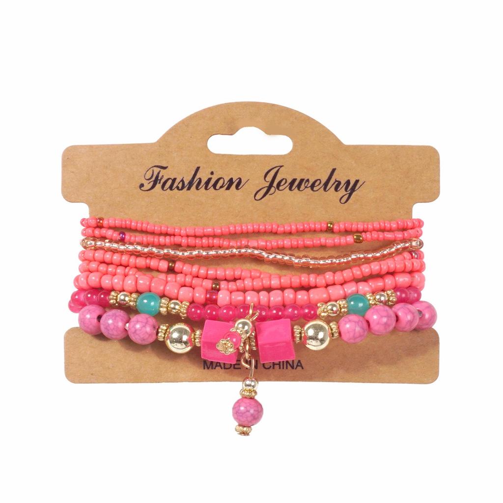 Bohemian Multi-Layer Wooden Beaded Elastic Bracelet