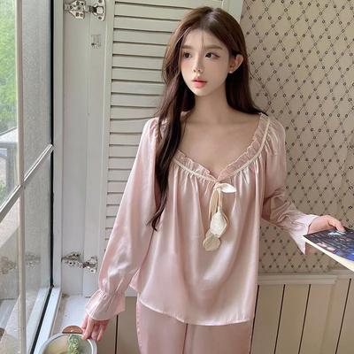 Pyjamas Damen Neuer Frühling und Herbst Langarm-Pullover Zweiteiliger Anzug Französische High-End-Hauskleidung