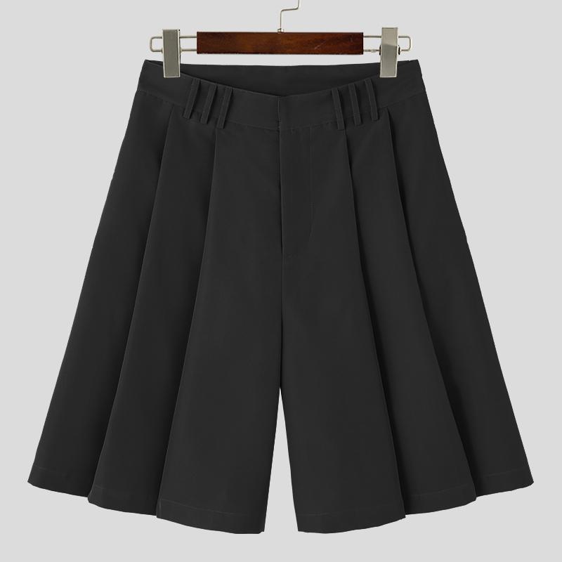 

INCERUN Летние мужские плиссированные шорты, однотонные свободные брюки S