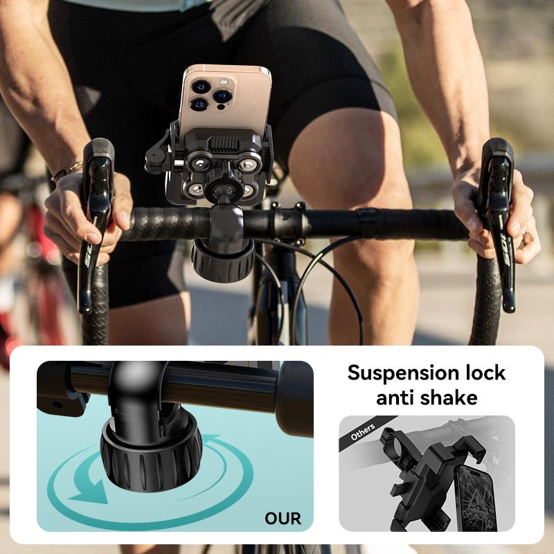 New Motorcycle Phone Mount, Shock-Absorbing Bike & Scooter Handlebar Holder for Navigation, Camera-Friendly Design
