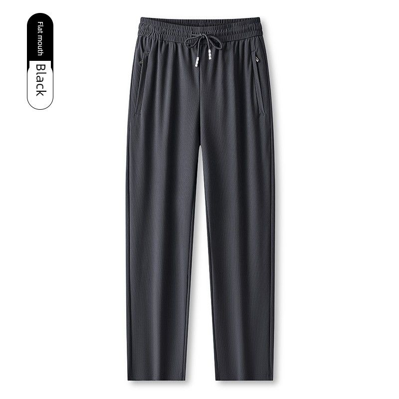 Foreign Trade Export Surplus Summer Men's Elastic Ice Silk Loose Straight-Leg Sports Quick-Dry Cool Casual Long Pants