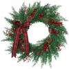 Artificial Xmas Wreath for Front Door Decoration Xmas Wreath with Pine Cones Berries Bows