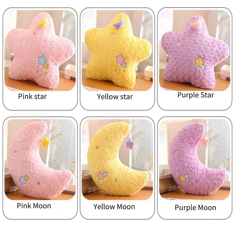 Cute Star And Moon Plush Pillow For Kids Soft And Fluffy Stuffed Toy For Home Decor And Birthday Gifts From Diman