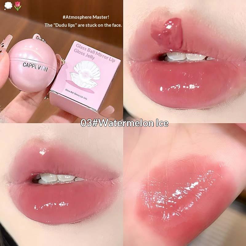 Cappuvini Mirror Lip Glaze Long-Lasting Shiny Lip Gloss Skin-Brightening Nude Lipstick Water-Light Glitter Lip Tint Lips Makeup 3