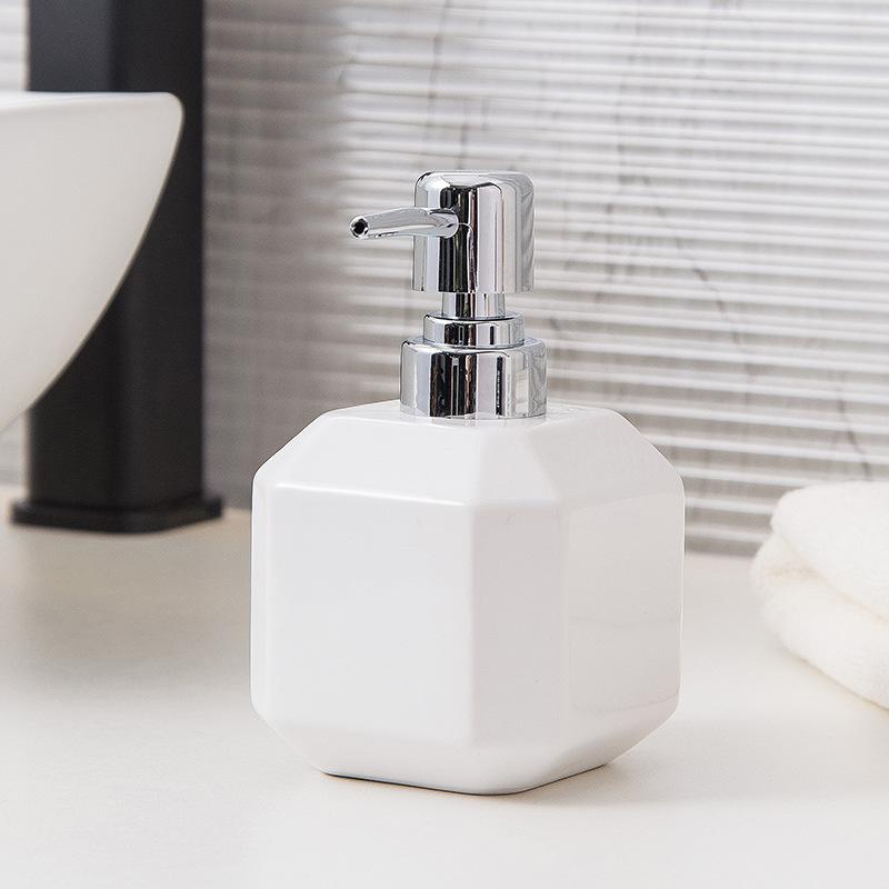 360ml soap dispenser ceramic hand sanitizer square minimalist black and white split bottle shampoo and shower gel press bottle