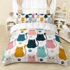Cartoon Cat Duvet Cover Set Full Size Cute Cat Bedding Sets For Kids Girls Blue Watercolor Cat Comforter Covers Set All Season