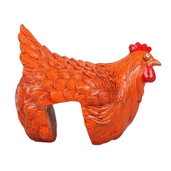 Ornamento de Cerca em Forma de Galinha, Resina com Textura de Pena 3D, Figura de Galinha Gordinha Fofa para Casa Jardim Fazenda Pátio Quintal