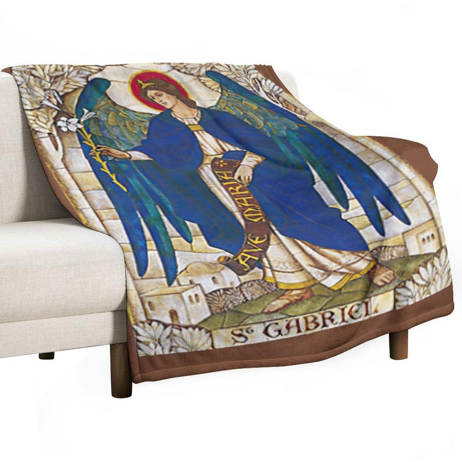 St Gabriel Angel Catholic Saint Archangel Throw Blanket Flannel For Sofa Thin heavy to sleep Single Blankets 30x40in