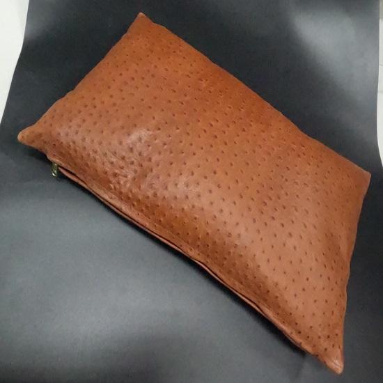 NOORA Ostrich Print TAN Leather Cushion Cover | Home & Living Decor | Rectangle Shape Tan Pillow Cover | Housewarming Decor |