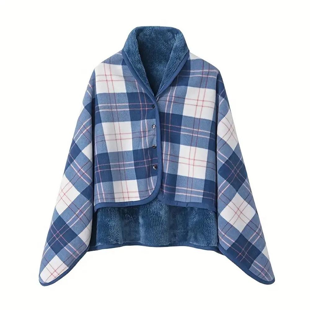 

Thicken Wearable Blanket Plaid Blanket Flannel Blanket Casual Home Shawl Travel синий