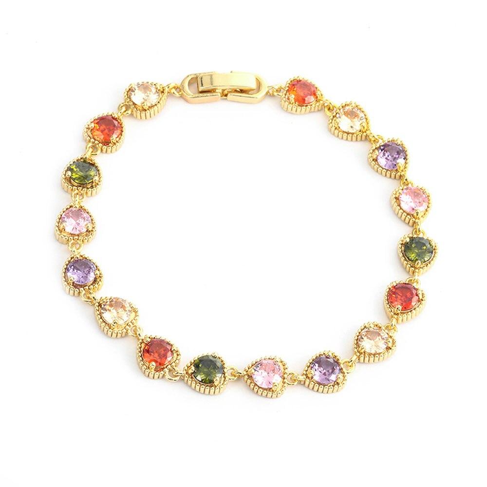 

Женский браслет в форме персикового сердца, красочный циркон, модный позолоченный орнамент, дизайн в форме сердца, классическая ручная одежда