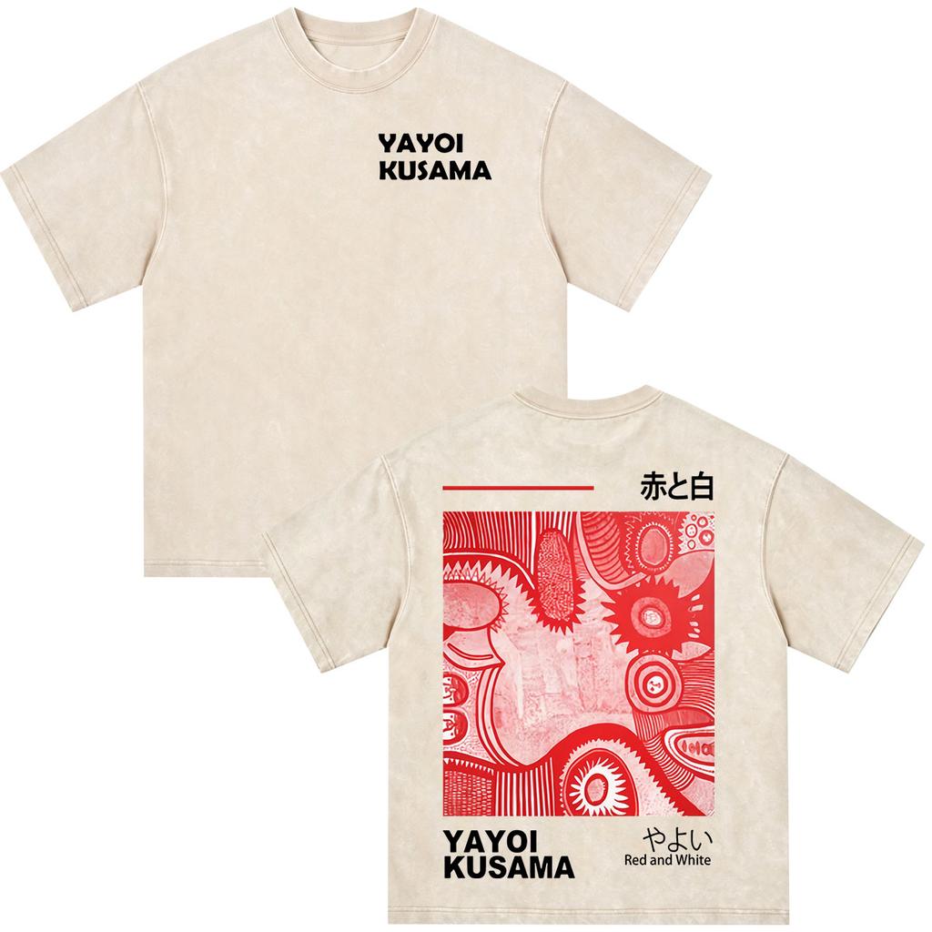 Japanese Artist Yayoi Kusama Pumpkin Eyes Art Show Vintage Washed T Shirt Unisex Unisex Clothing High Quality Short Sleeve Tshirt