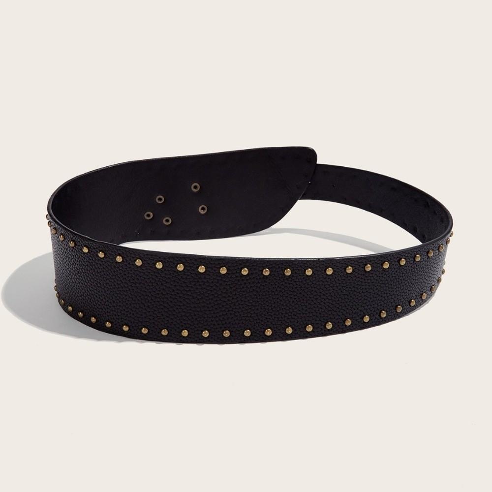 Y2k Women's Waist Belt Gothic Dress Jeans Belt Fashionable Rivet Leather Belt  Streetwear