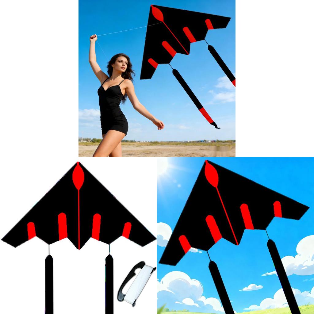 Bomber Aircraft Triangular Kite With Fiberglass Frame For Outdoor Flying And Gift Giving