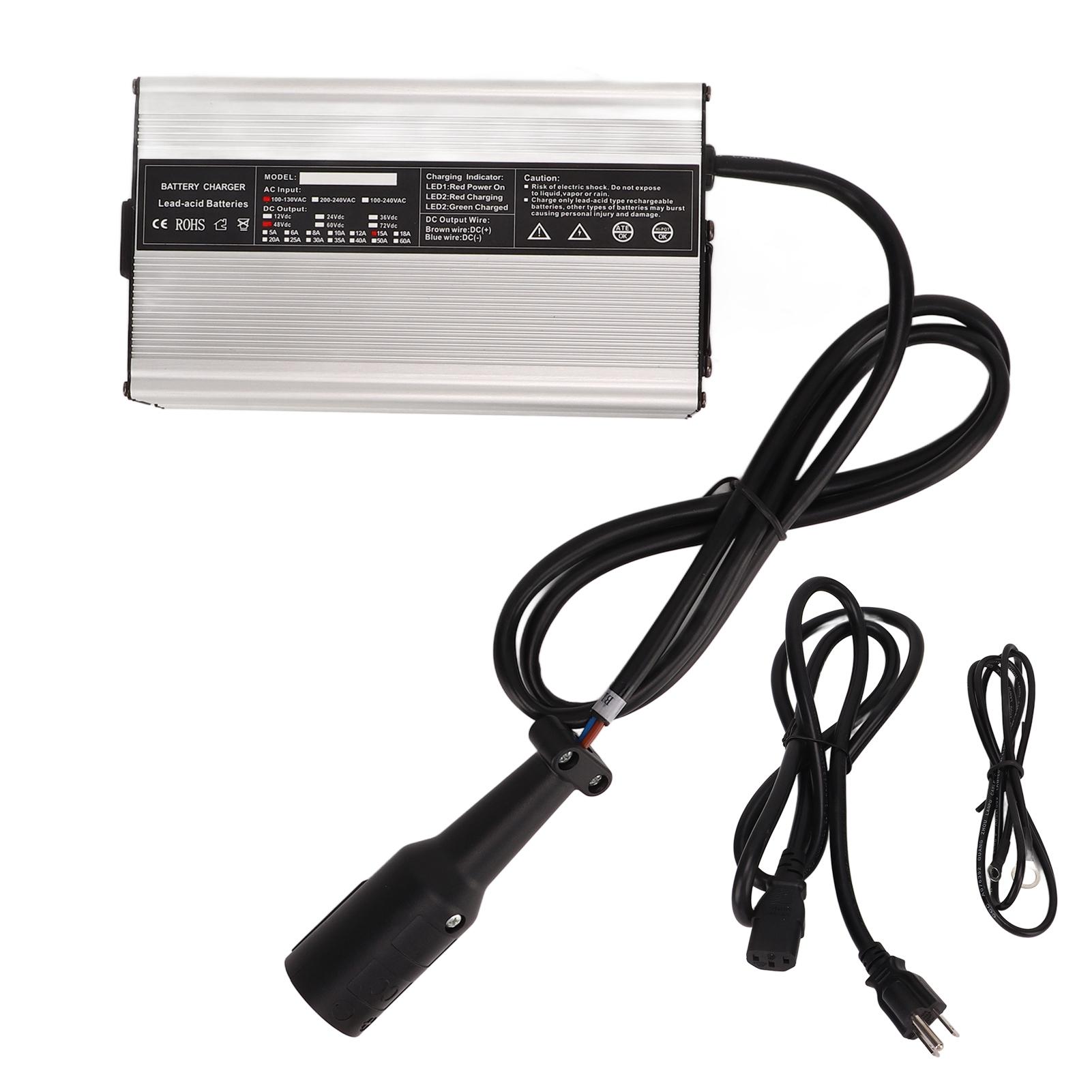 Caricabatterie 48V 15A Con Cavo OBC 3 Pin Rotondo   per Carrello da Golf Club Car