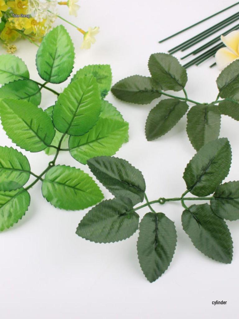 DIY Silk Flower Stem Kit: Includes Materials for Handmade Ribbon Roses, Sticks, Green Wire Branches, and Fake Leaves Tape.