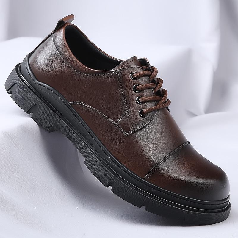 

2025 осень новая кожаная обувь мужская дышащая увеличение роста повседневная деловая платья черная высококлассная свадебная обувь жениха 44