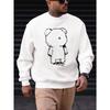 Men's Casual Bear Pattern Sweatshirt, Soft Breathable Comfortable For Home And Outings, Plus Size.