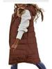 New European & American Fashion: Women's Solid Color Hooded Slim-Fit Sleeveless Mid-Length Cotton Vest