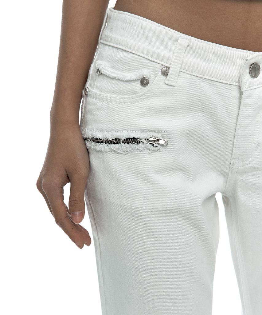 Kasiko Side Zipper Boots-Cut Jeans White