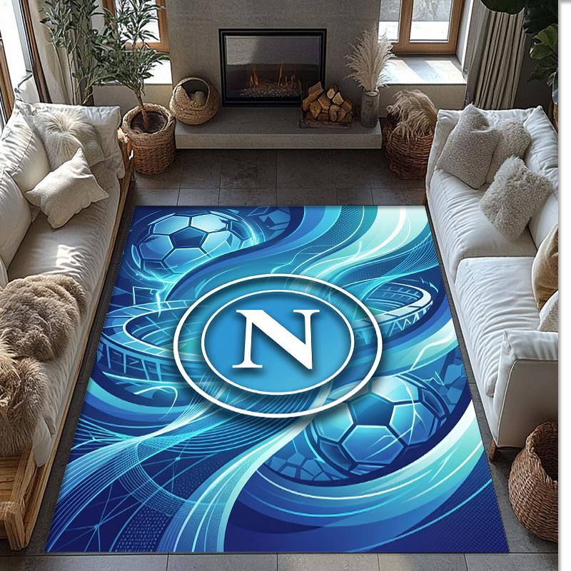Tappeto Morbido Antiscivolo per Interni con Motivo Calcio Napoli FC Tappetino Decorativo Sportivo per Camera da Letto