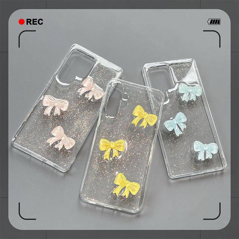 Korean Ins Style Bow for Samsung S25ULTRA Phone Case for S24plus Transparent S23FE Minimalist S22