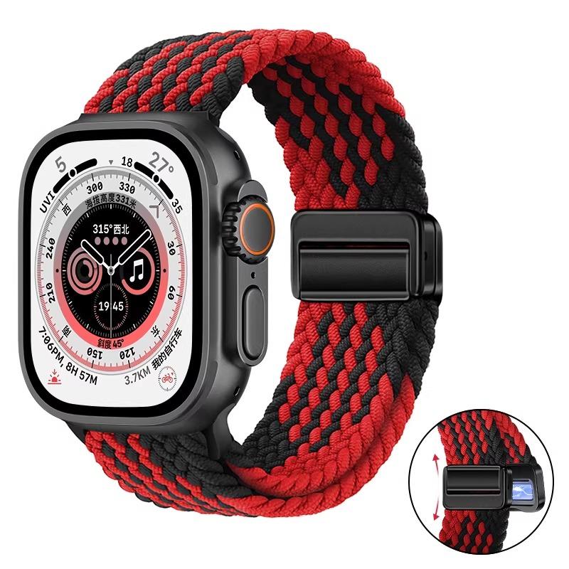 Nylon Braided Band For Apple Watch Series Ultra 3 2 1 49mm 11 10 46mm 42mm 9 8 7 45mm 41mm Magnetic Strap iWatch 6 5 SE 44/40mm Belt