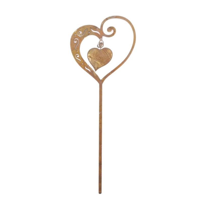 Heart Shape Rural Iron Garden Stakes Decorative Ground Stake Weather Resistant Iron Art Decors Wedding Lawn Landscape
