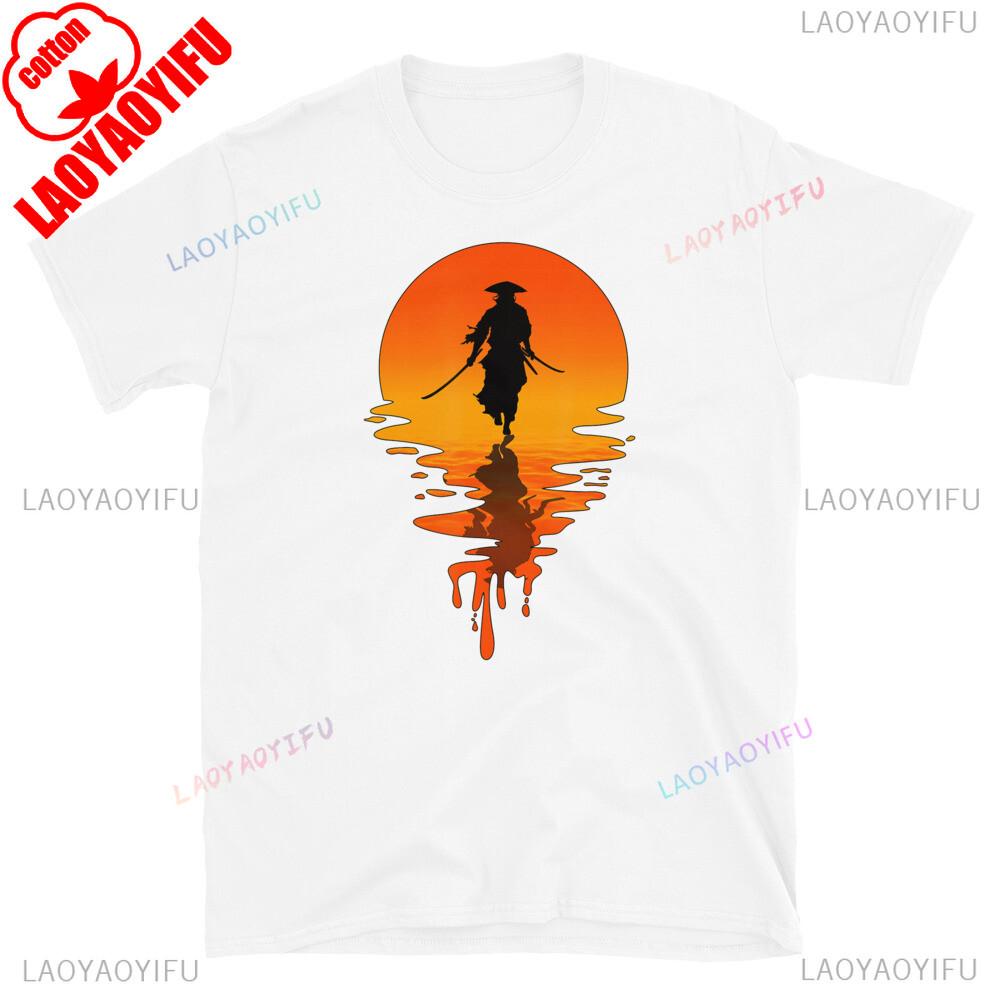 Samurai Retro Bushido Warrior Cool Print T Shirt Men Crewneck Cotton Short Sleeve Summer Daily Life Male Casual Tee Tops
