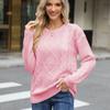 Autumn Solid Knitted Pullovers Sweater Women Elegant Loose Sweaters Winter Clothing Twist O Neck Knitwears Tops 28674