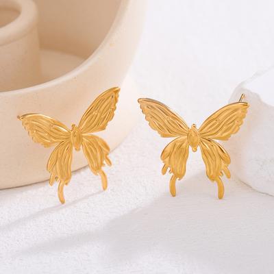 1 Pair of Golden Butterfly Pendant Earrings