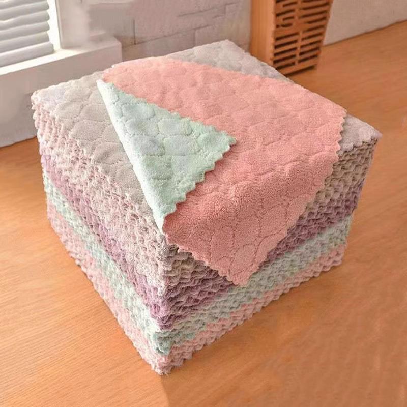 Coral Fleece Oil-Proof Cleaning Rag for Kitchen and Home