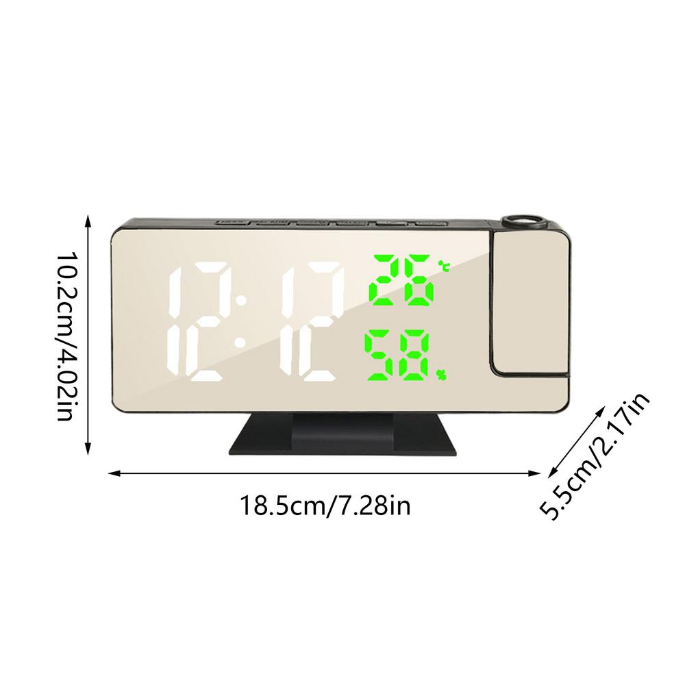 

Многофункциональный проекционный будильник, интеллектуальные светящиеся большие зеркальные цифровые часы, вращающийся на 180 градусов проектор для дома
