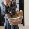 Einseitige Stroh-Webtasche Neue Regenbogen-gestreifte Stroh-Webtasche Urlaubs-Strandtasche Vielseitige Damentasche