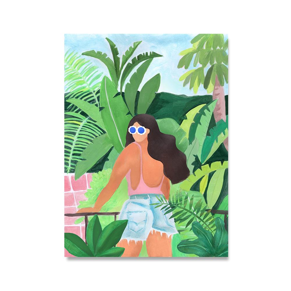 

Марокко Путешествие Плавательный Бассейн Дамы Плакат Марракеш Риад Холст Картина Лето Тропический Настенный Художественный Принт Картина Домашний Декор 21*30cm