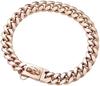 Heavy Duty Metal Dog Collar 15mm Stainless Steel Cuban Link Red Gold for Small Medium Dogs Bulldog with Secure Snap Buckle 66cm