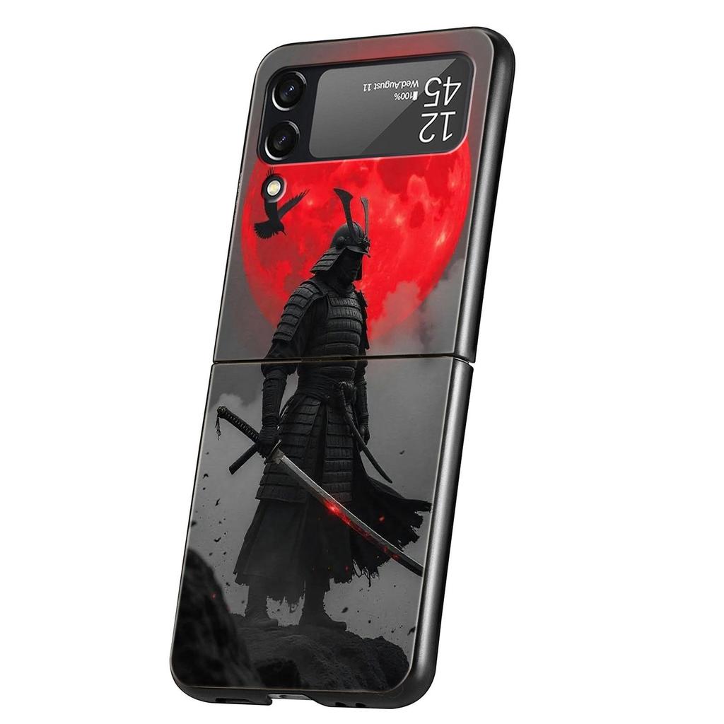 Phone Case for Samsung Galaxy Z Flip 3 4 5 6 7 Folding Shell For Samsung Z Flip4 Flip5 PC Hard Cover Japanese Bushido Samurai