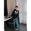 Season's new round neck bow printing large size loose sweater women's clothing fleece affordable