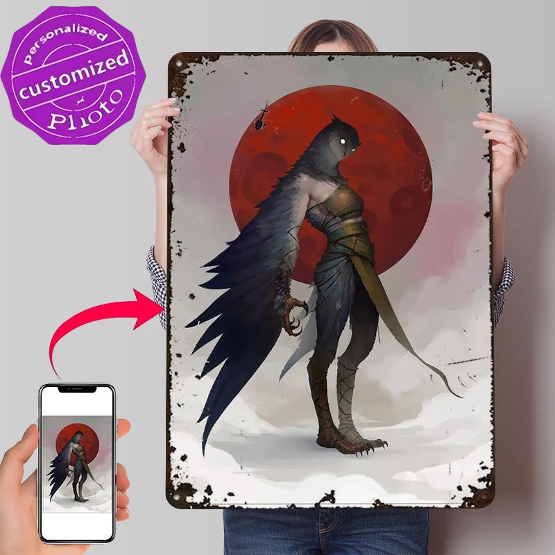 Bird Warrior D Texture Metal Poster Customized Wall Art Tin Sign Gift for Mancave Gaming Room Decoration Man Funny Signs House