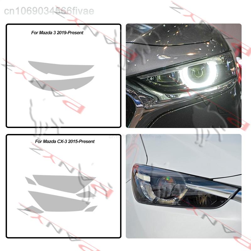 For Mazda 3 6 CX-3 CX-5 CX-9 2 Pcs Car Front Light Transparent TPU Sticker Headlight Protective Film Accessories IUE2