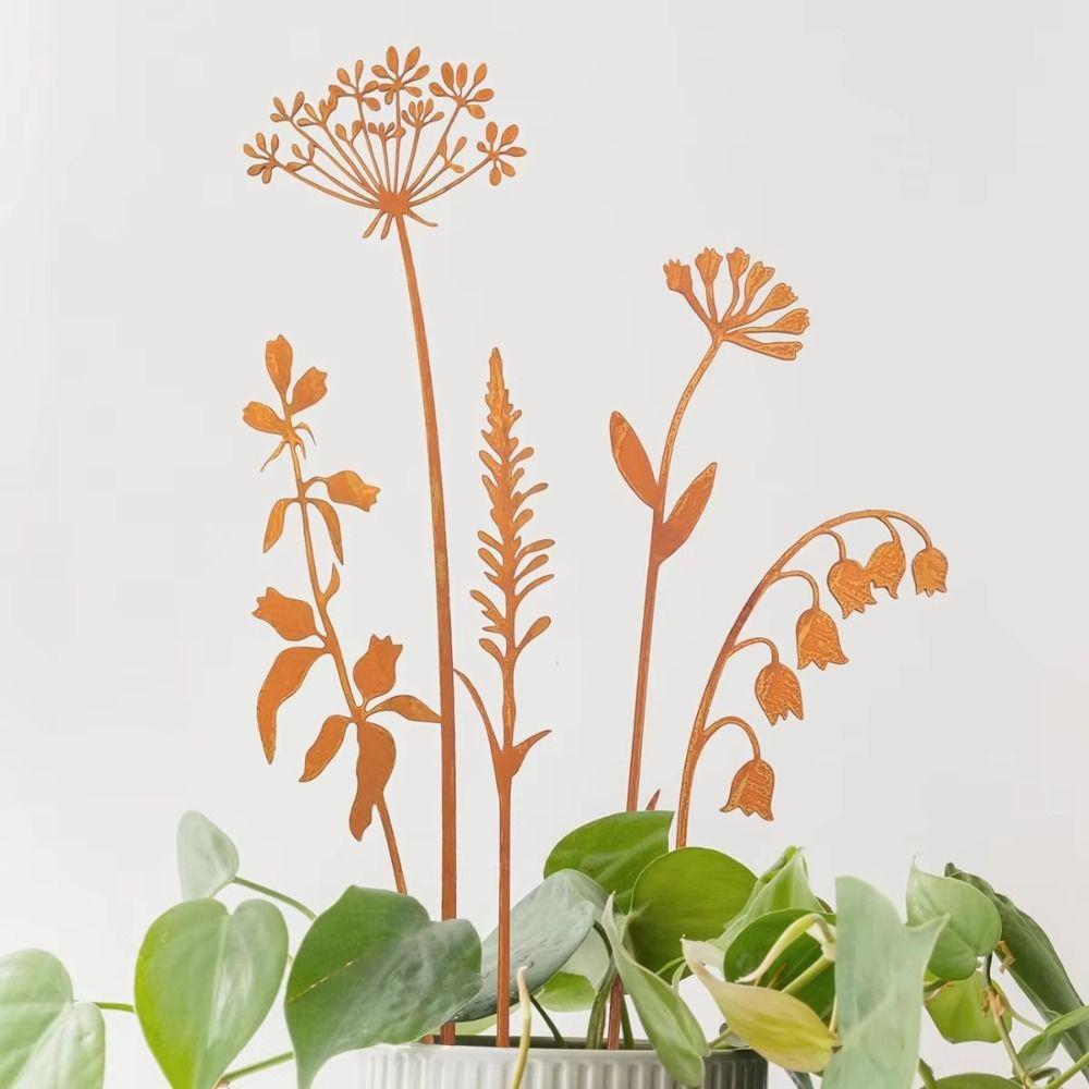 Fashion Rusty Metal Flowers DIY Garden Art Garden Decor Artificial Metal Flowers Wild Flower Bouquets For Spring Farmhouse