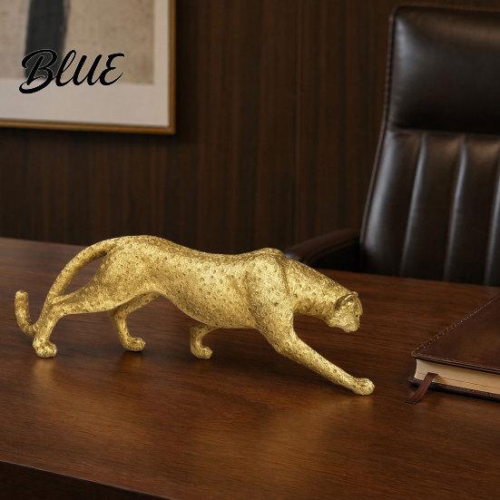 High-quality Resin Leopard Golden Figurine Model Vivid Statue Squatting Running Posture Entrance Hall Decor Item Ornament for TV Stand Entryway